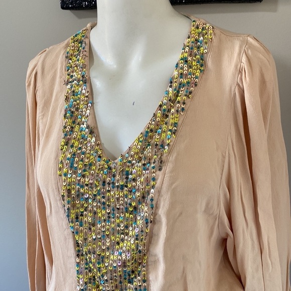 Anthropologie Maeve sequin top dusty pink Sz S - Picture 5 of 14